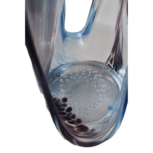 Vintage Art Glass Controlled Bubbles Handkerchief Vase MCM - Picture 6 of 9